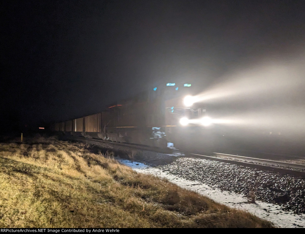 UP 5365 leads a coal train that just met the Holiday Train at Camp Douglas a few miles west